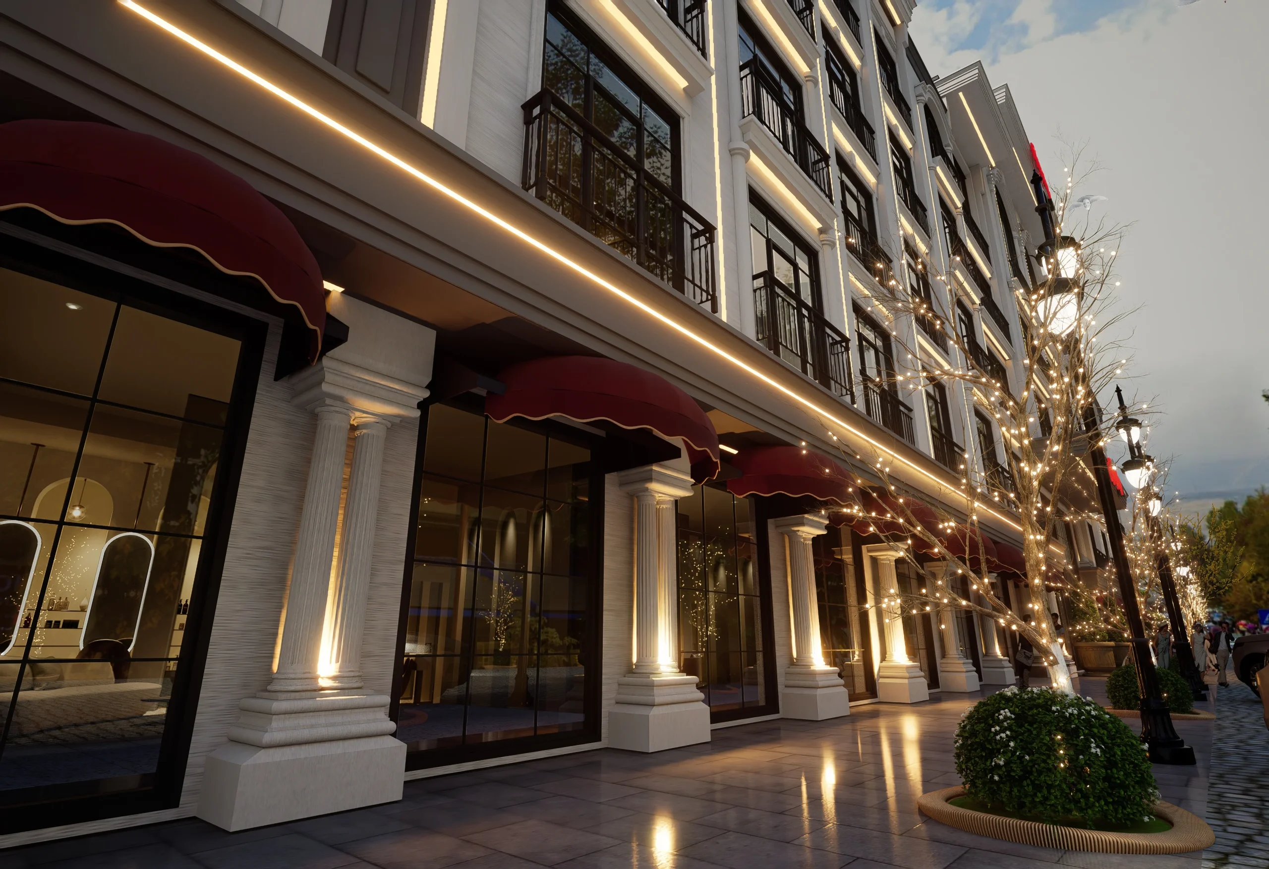 Hampton Otel — Giriş saçağı ve vitrinler
